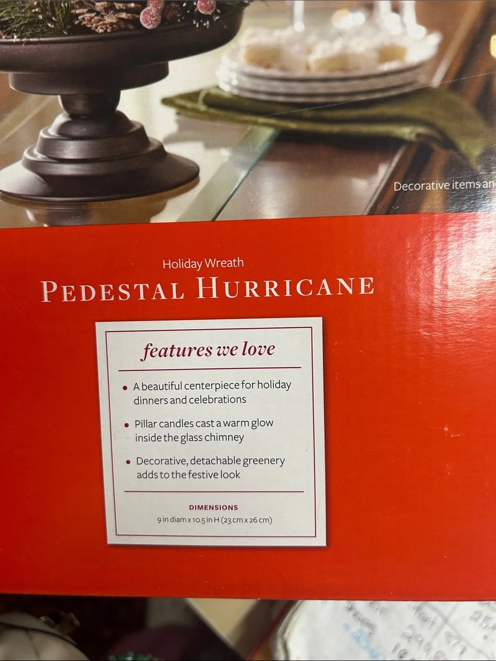 Better Homes And Gardens Red and Black Pedestal Hurricane Candle Holder Box